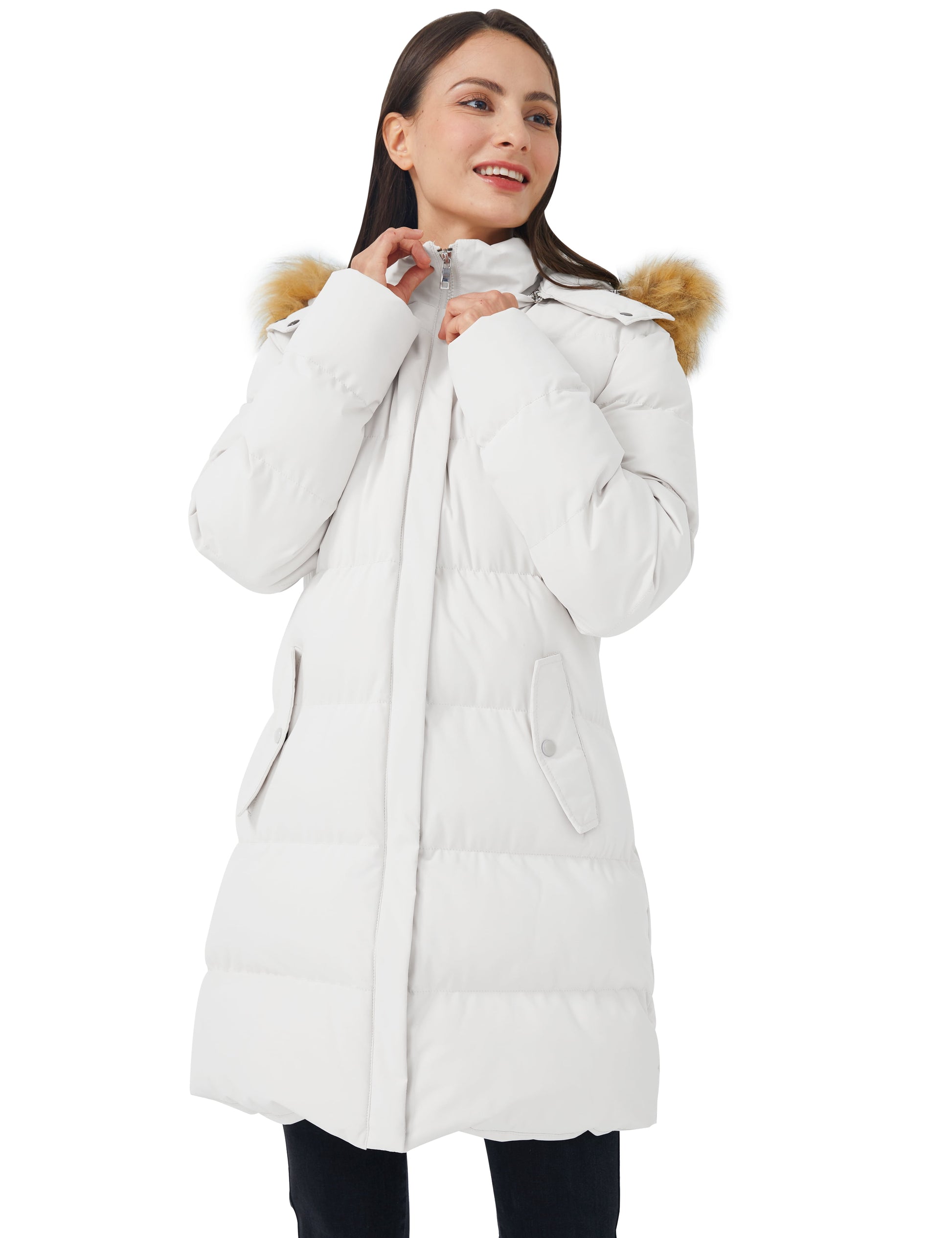 Women'S plus Size Coat Puffer Jacket Hooded Waterproof Winter Coat White 4XL